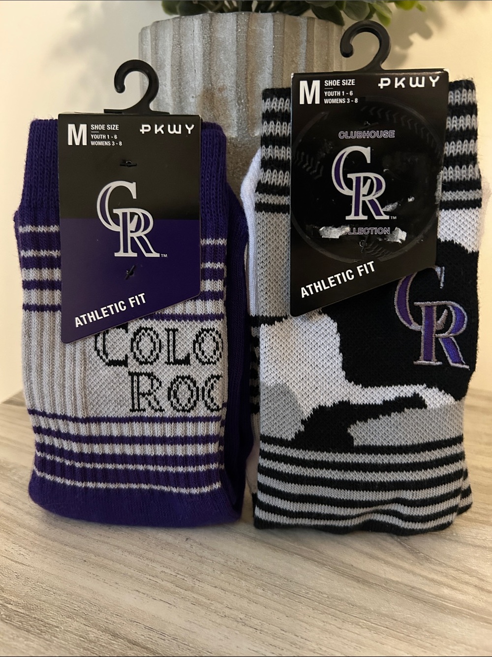 Colorado Rockies Athletic Fit Crew Socks - Purple & Black (M) NWT